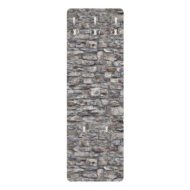 Grey wall mounted coat rack Natural Stone Wallpaper Old Stone Wall