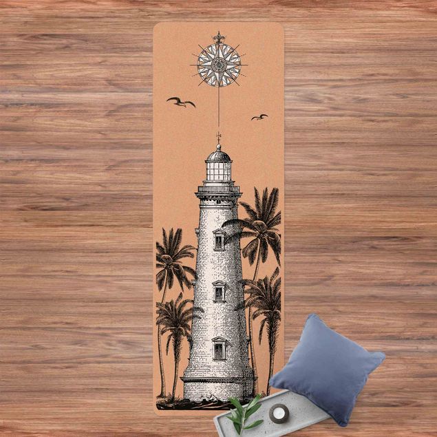 Modern rugs Nautic Light House With Compass Rose