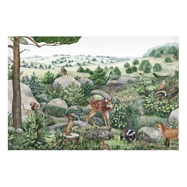 Prints landscape Curious fawn on an exploratory tour
