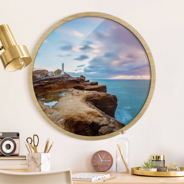 Framed beach wall art Lighthouse In New Zealand