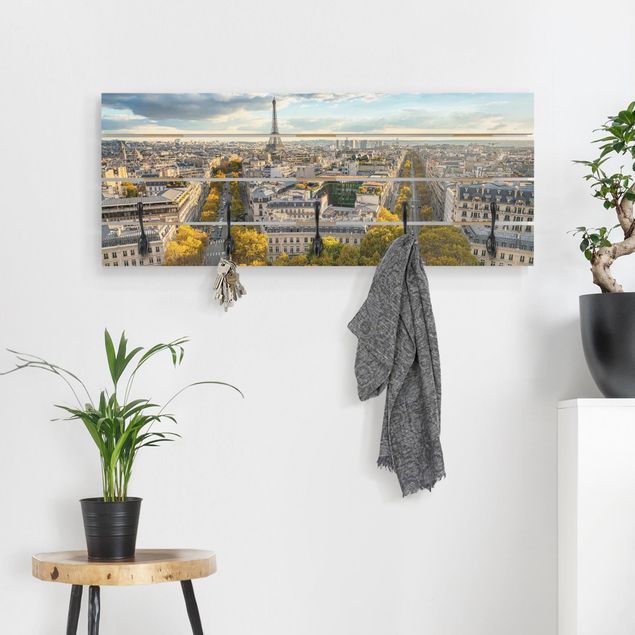 Wall mounted coat rack architecture and skylines Nice day in Paris