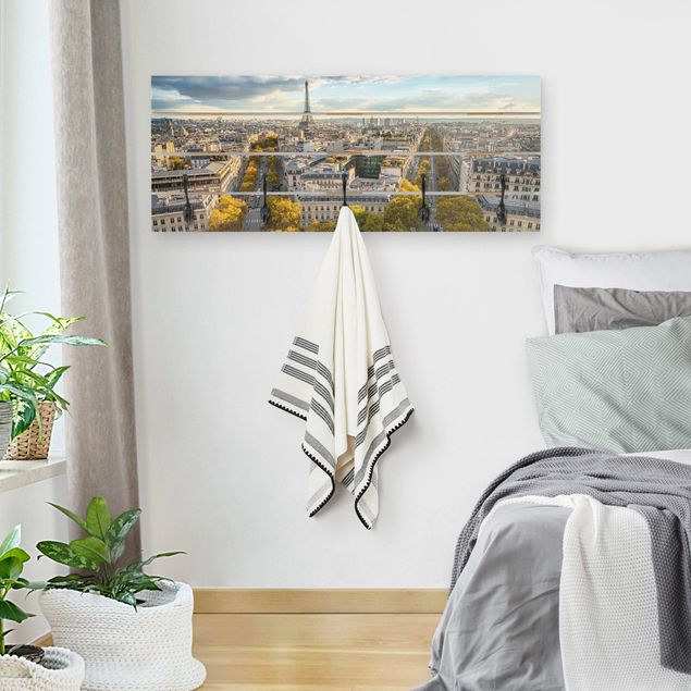 Wall mounted coat rack landscape Nice day in Paris