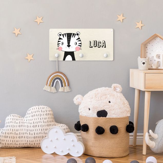 Coat rack quotes Cute Tiger Cat With Customised Name