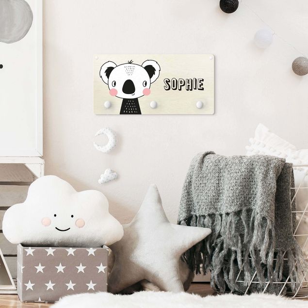 Coat rack quotes Cute Grinning Koala With Customised Name