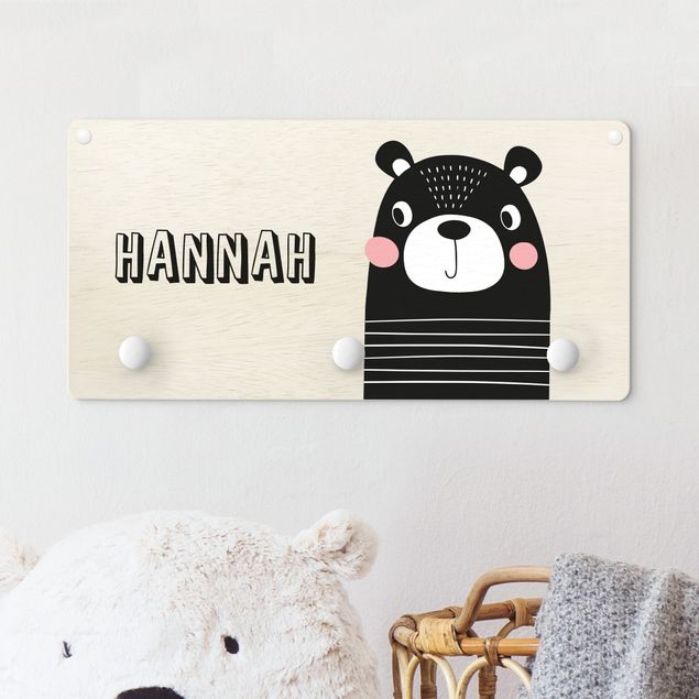 Nursery decoration Cute Striped Bear With Customised Name