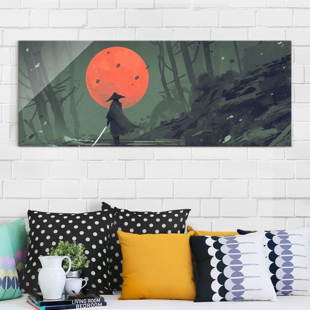 Modern art prints Ninja In Red Moonlight