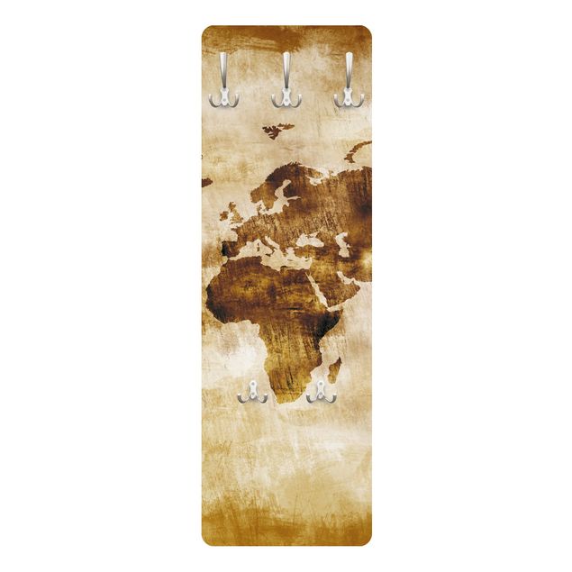 Wall coat rack No.CG75 Map Of The World