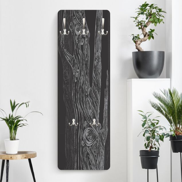 Wall mounted coat rack black and white No.MW20 Living Forest Anthracite Grey