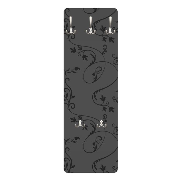 Grey wall coat rack No.TA104 Ivy Tendril Dark Grey Black
