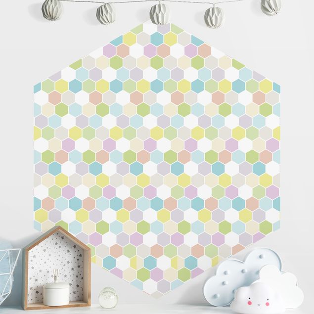 Wallpapers geometric No.YK52 Hexagon Pastel