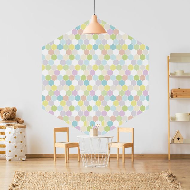 Wallpapers patterns No.YK52 Hexagon Pastel