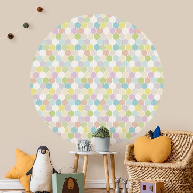 Geometric pattern wallpaper No.YK52 Hexagon Pastel