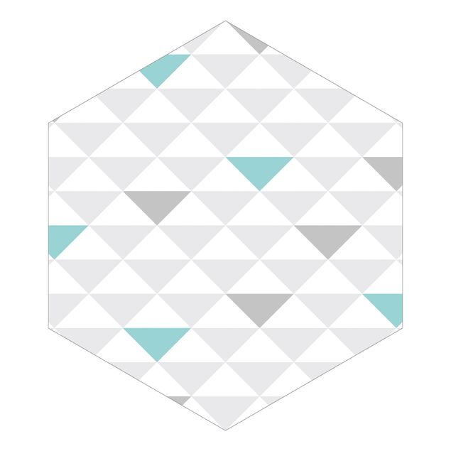 Wallpapers grey No.YK64 Triangles Gray White Turquoise