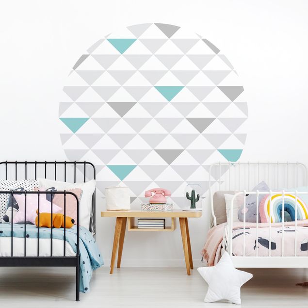 Kids room decor No.YK64 Triangles Grey White Turquoise