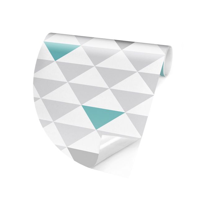 Contemporary wallpaper No.YK64 Triangles Grey White Turquoise