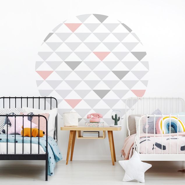 Nursery decoration No.YK65 Triangles Grey White Pink