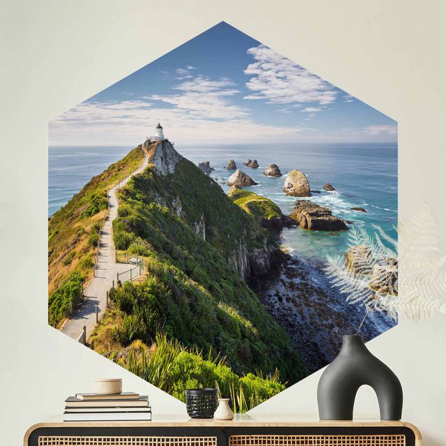 Wallpapers mountain Nugget Point Lighthouse And Sea New Zealand