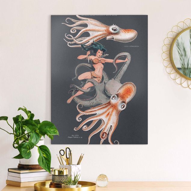 Canvas prints fishes Nymph With Octopusses