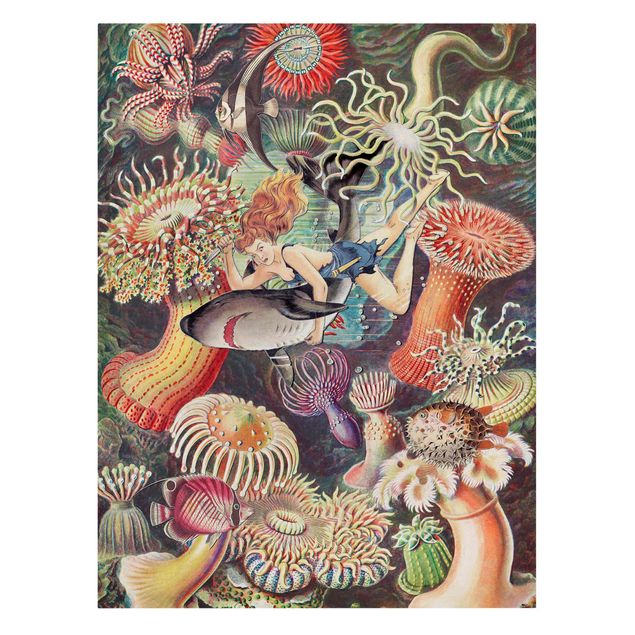 Vintage wall art Nymph With Sea Anemone