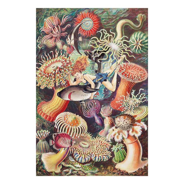 Prints multicoloured Nymph With Sea Anemone