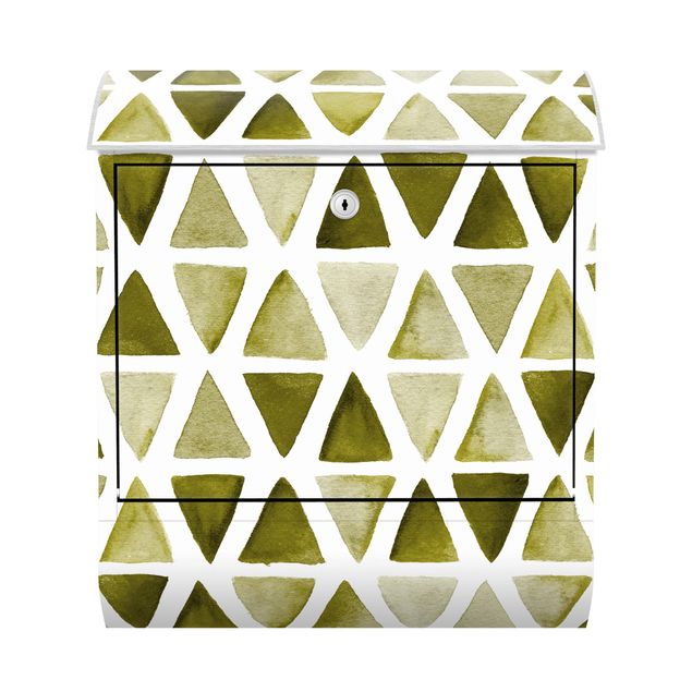 Letterboxes Olive Coloured Watercolour Triangles