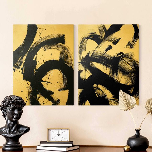 Black and white canvas art Moving Onyx Duo