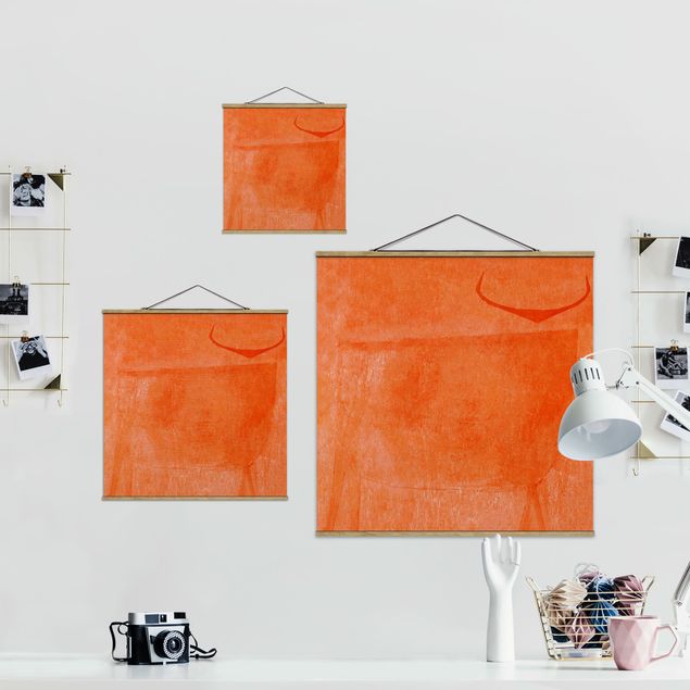 Fabric print with posters hangers Orange Bull