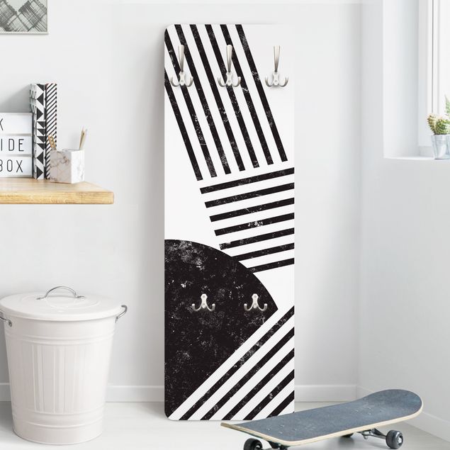 Wall mounted coat rack black and white Orthograph