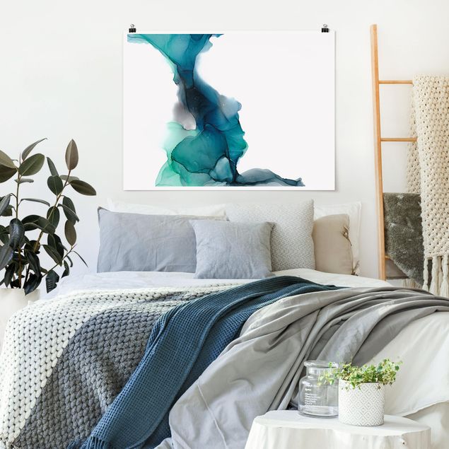 Contemporary art prints Drops Of Ocean Tourquoise With Gold