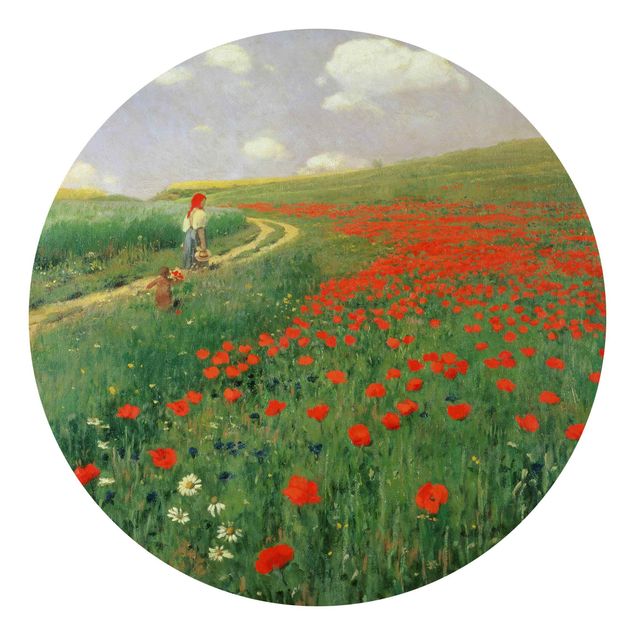 Floral wallpaper Pál Szinyei-Merse - Summer Landscape With A Blossoming Poppy