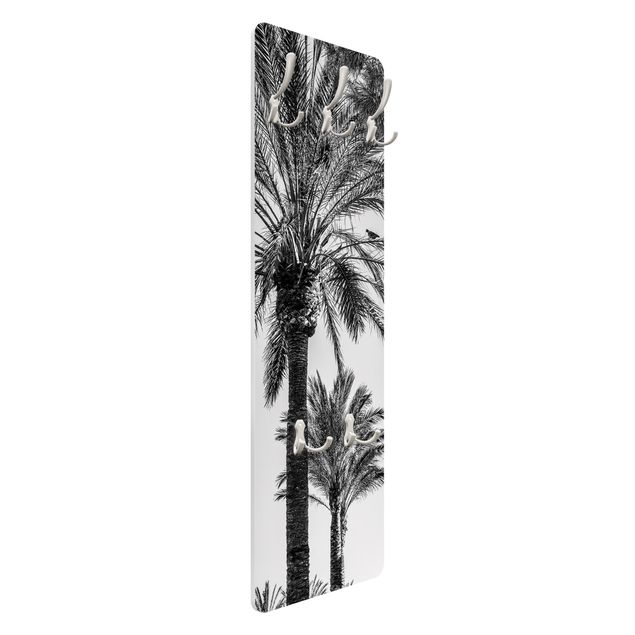 Wall coat rack Palm Trees At Sunset Black And White