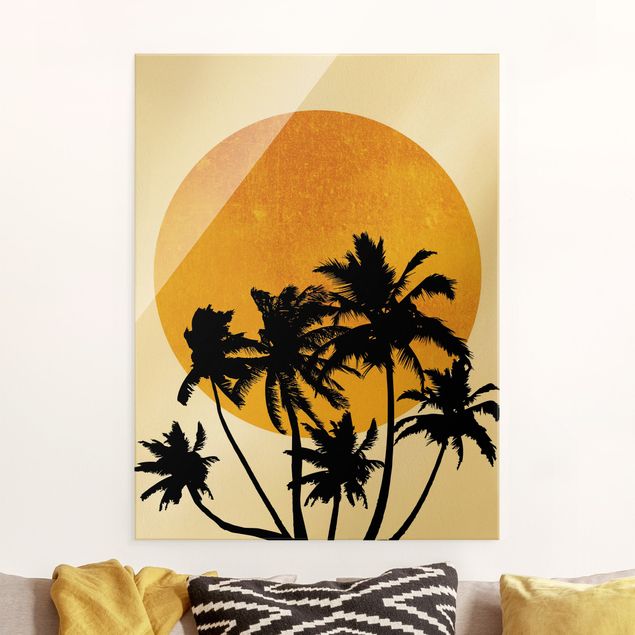 Kitchen Palm Trees In Front Of Golden Sun