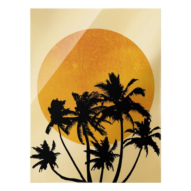 Canvas art Palm Trees In Front Of Golden Sun
