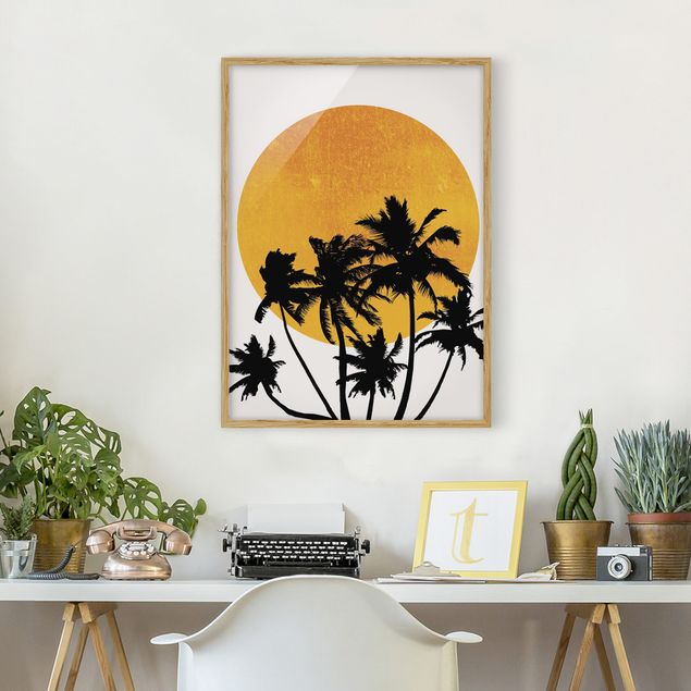 Prints landscape Palm Trees In Front Of Golden Sun