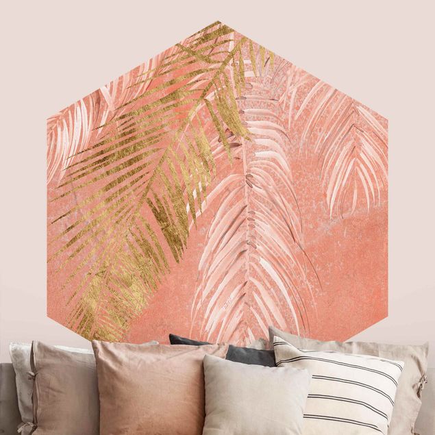 Wallpapers flower Palm Fronds In Pink And Gold I