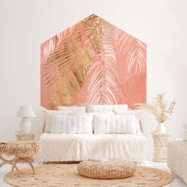 Wallpapers modern Palm Fronds In Pink And Gold I