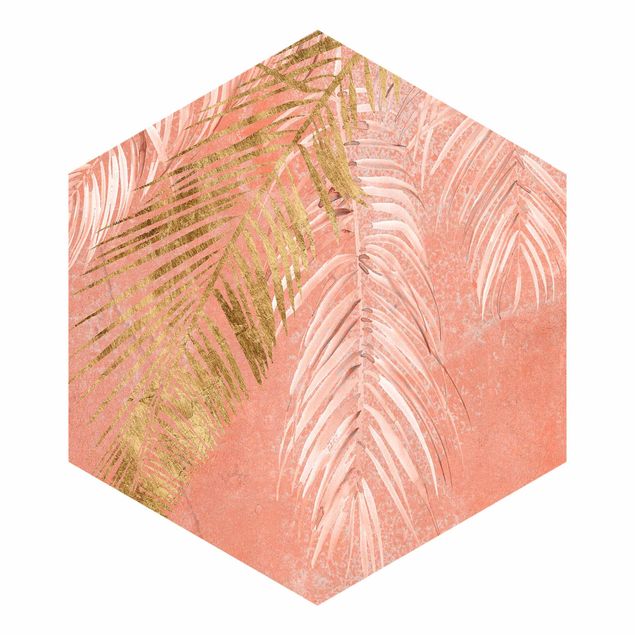 Self adhesive wallpapers Palm Fronds In Pink And Gold I
