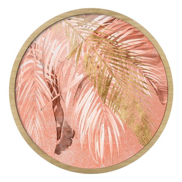 Pink wall art Palm Fronds In Pink And Gold II