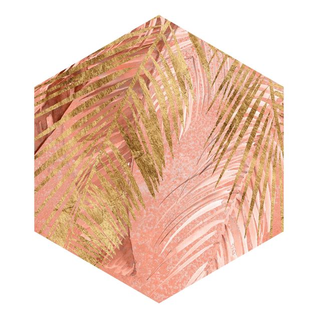 Peel and stick wallpaper Palm Fronds In Pink And Gold III