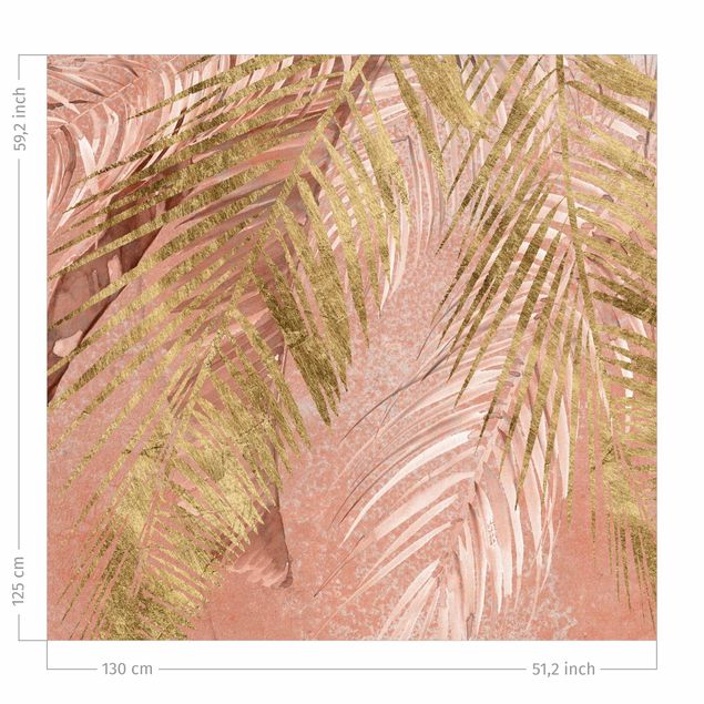 contemporary curtains Palm Fronds In Pink And Gold III