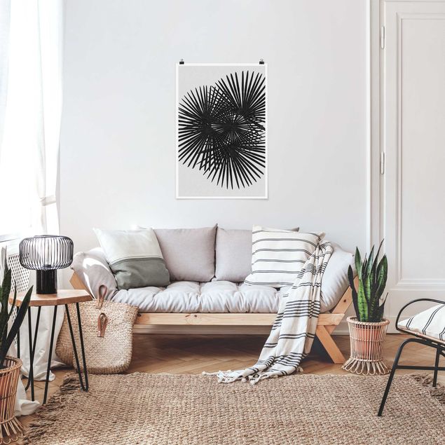 Canvas art Palm Leaves In Black And White