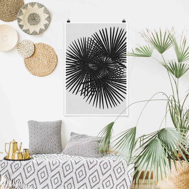 Posters art print Palm Leaves In Black And White