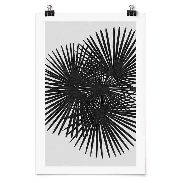 Prints floral Palm Leaves In Black And White