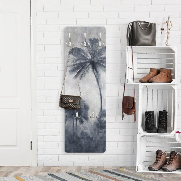 Wall mounted coat rack flower Palm Tree Chain In Blue