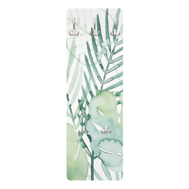Wall mounted coat rack Palm Fronds In Watercolour I