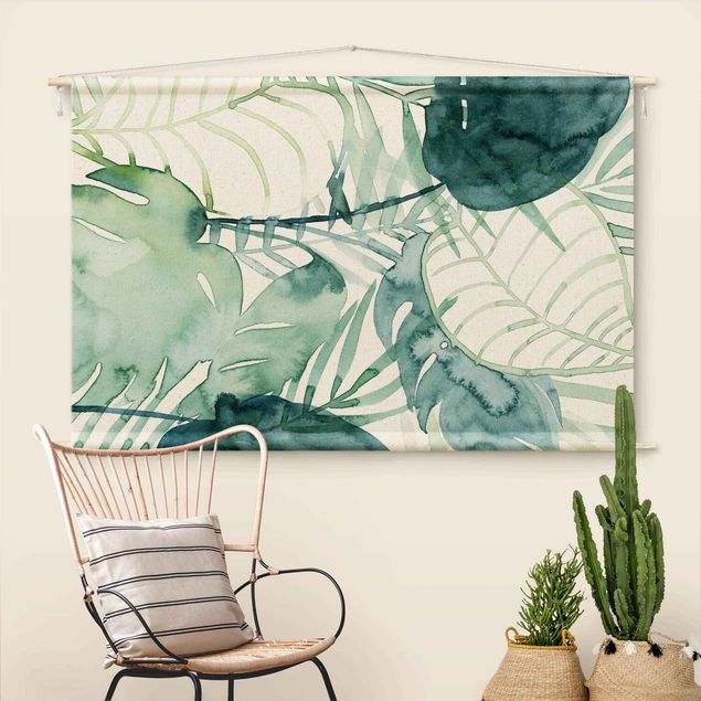 extra large wall tapestry Palm Fronds In Watercolour II