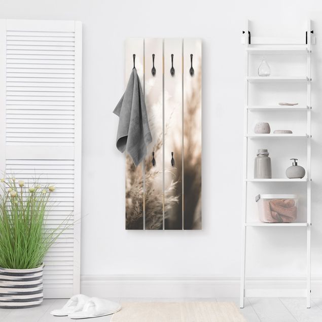 Wall mounted coat rack wood Pampas Grass In The Shadow