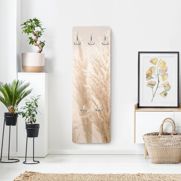 Wall mounted coat rack country Pampas Grass In Sun Light