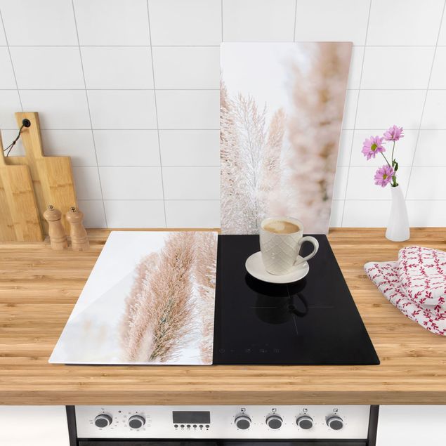 Stove top covers flower Pampas Grass In White Light