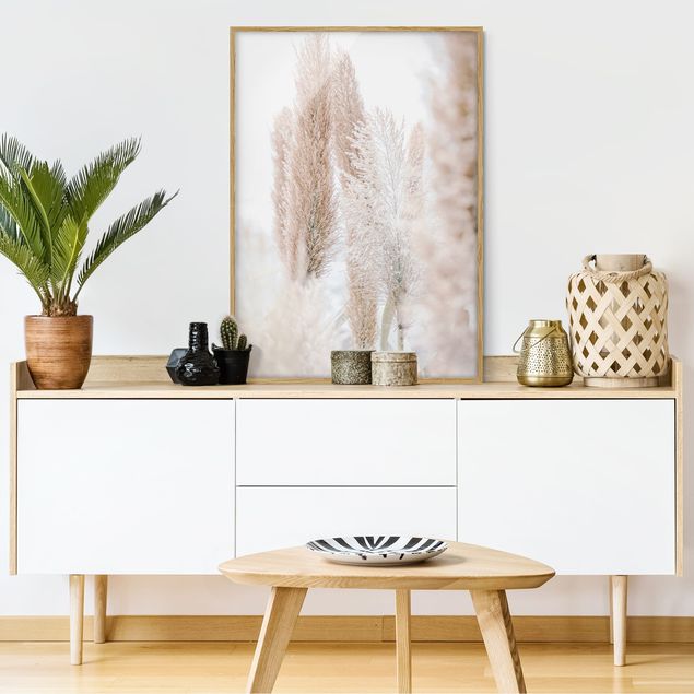 Prints floral Pampas Grass In White Light